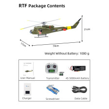 Flywing UH-1 Huey RTF Elicottero GPS 470 Quadripala FW-UH1-V4-GREEN-ACE